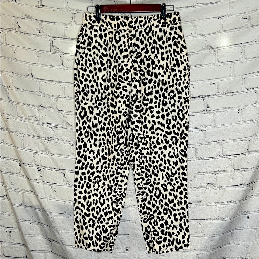 J. Crew Brown & Ivory Leopard Print Pants Size 6 Excellent Condition